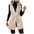 thumbnail image 1 of Xuewenshw Veste Sans Manches pour Femmes en Cuir PU Col Rabattu Veste Vêtements Isolés, 1 of 8