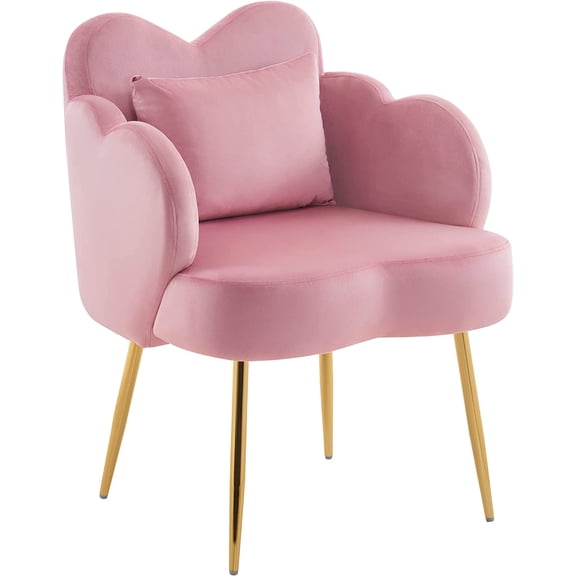 BarberPub Velvet Ergonomic Accent Chair, Pink