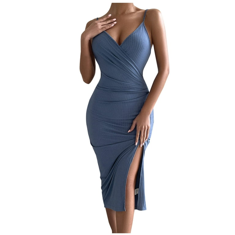 Sleeveless Rib Dress Navy - Women's Dresses