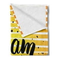 thumbnail image 2 of Dream Soft Flannel Fleece Throw Blanket, Horizontal Ombre Stripe with Dots Dream Big Lettering Graphic Design, Cozy Plush for Indoor and Outdoor Use, 70" x 90", Black Yellow, by Ambesonne, 2 of 5