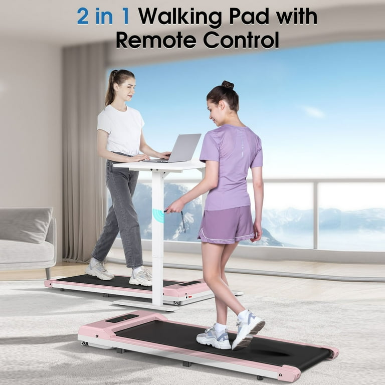 Bigzzia Under Desk Treadmill Portable 6.25MPH Remote Control 265 Lb Capacity Pink Walmart