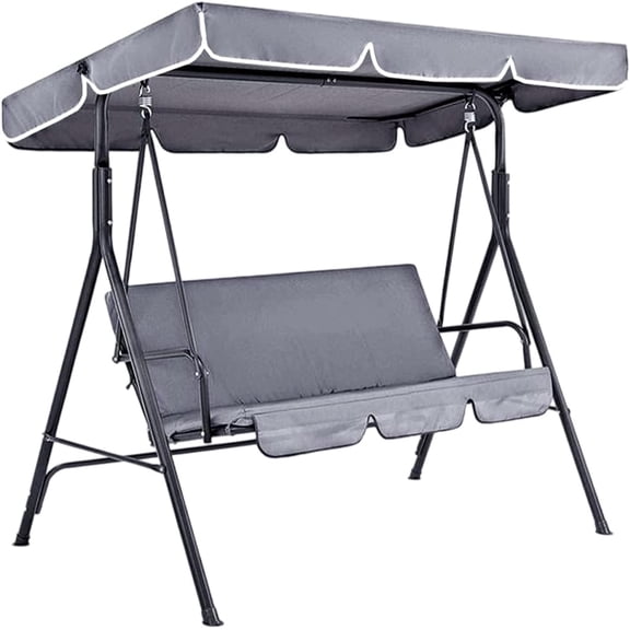 Patio Swing Canopy Replacement Cover Outdoor 3 Seater Porch Swing Seat Chair Canopy Top Cover 210D Oxford Cloth Waterproof UV Protection for Garden Hammock Top Furniture Covers Gray 65x45in