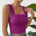 thumbnail image 6 of SNKSDGM Female Summer Tank Tops for Women Crop Summer Tank Tops for Women Plus Size Women's Solid Color Fashionable Sleeveless Open Navel Square Neck Shoulder Strap Vest Top L, 6 of 8