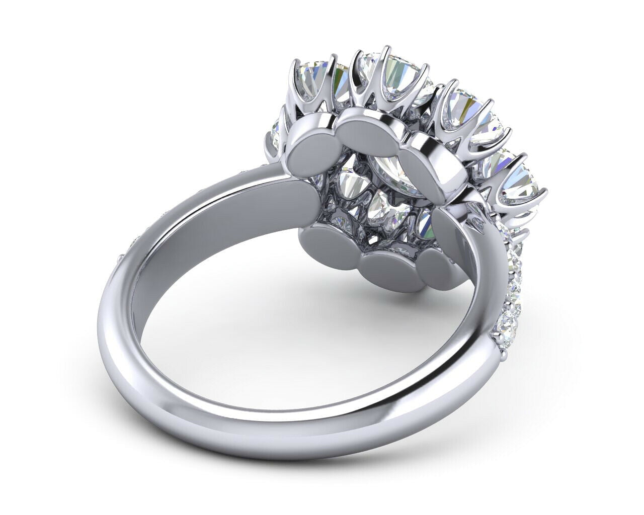 HeartsAndYou 2.5ct Round Cut Moissanite Engagement Ring for Women 18k White Gold over Silver Floral Solitaire