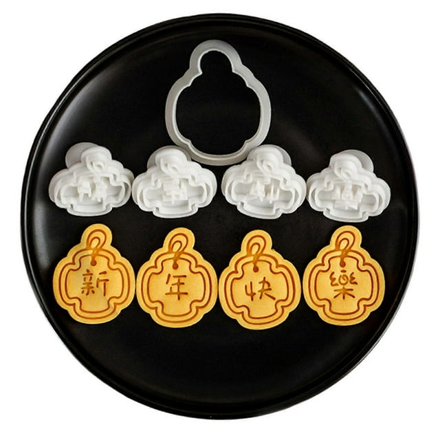 New Year Fondant Cookie Stamp Heat Resistant Snake Themed Biscuit Mould Plastic Baking Mold for Cake Sugarcraft Tool