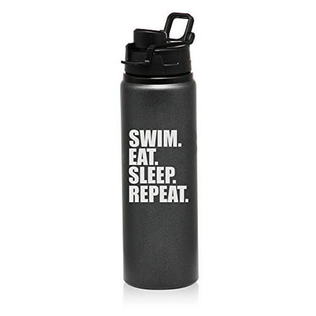 

MIP Brand 25 oz Aluminum Sports Water Travel Bottle Swim Eat Sleep Repeat (Charcoal)