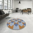 thumbnail image 4 of Ahgly Company Machine Washable Indoor Square Transitional Light Steel Blue Area Rugs, 3' Square, 4 of 7