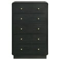 thumbnail image 2 of Cavy Tall Dresser Chest, 6 Drawers, Black Wood, Round Gold Knobs, 2 of 5