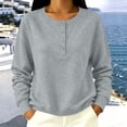 thumbnail image 6 of ZHYou Womens Long Sleeve Sweatshirts Henley Half Button Collared Loose Fit Drop Shoulder Casual Pullover Tops,Gray,Size 2XL, 6 of 7
