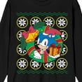 thumbnail image 7 of Sonic The Hedgehog Classic Sonic Christmas Wreath Crew Neck Long Sleeve Black Adult Tee-Medium, 7 of 7