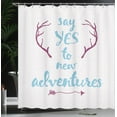 thumbnail image 3 of Ambesonne Adventure Shower Curtain, Calligraphic Words Antler, 69"Wx84"L, Plum Coconut, 3 of 4