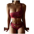 thumbnail image 2 of Women Sexy Bandage Solid Color V-top Bikini Split Swimsuit, 2 of 4