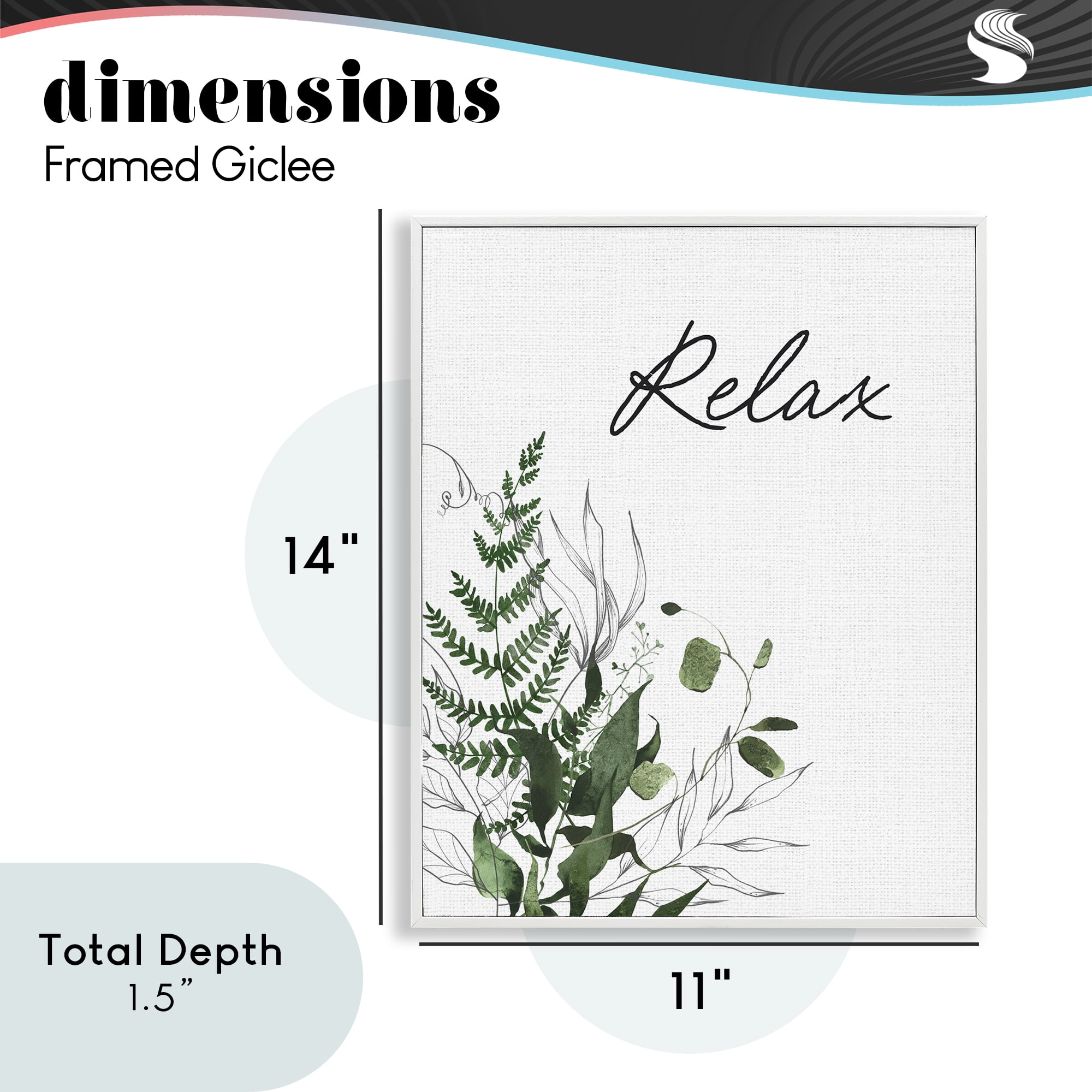 Relax Ferns & Botanicals White Framed Giclee Art, design by Lettered and Lined