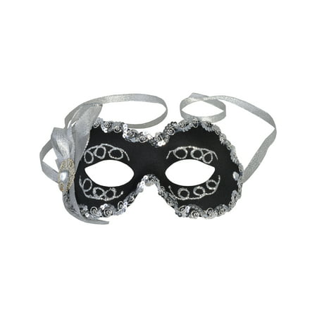 Black Masquerade Mask Silver Glitter Sequins Eye Mask Mardi Gras Costume Ideas Sizes: One