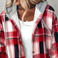 thumbnail image 6 of Sokhug Jackets for Women with Hood Casual Loose Button Down Buffalo Plaid Flannel Shirts Fall Winter Fashion Shacket Coats, 6 of 6