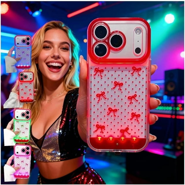 LED Bowknot Phone Case, Vibrant Built-in Light up Cases, Fashion Colorful Incoming Call Glowing Flash Light-Up Protective Cover for iPhone, Stylish Parties and Daily Use
