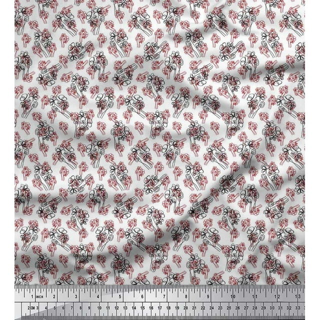 Soimoi Japan Crepe Satin Fabric Floral Shirting Decor Fabric Printed Yard 42 Inch Wide