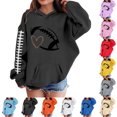 thumbnail image 5 of Girls Oversize Hoodie Long Sweatshirt Tween Girls Back to School Hooded Pullover Tops With Kangaroo Pocket Sport Top - Yellow,5-6 Years, 5 of 5