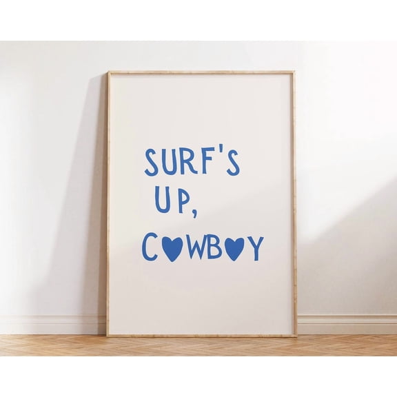 Coastal Print Surfer Decor Trendy Beach House Wall Art Blue Cowgirl Poster Heart Typography Print Western 1 Print Wall Art, Modern Wall Decor, 8x12 UNFRAMED