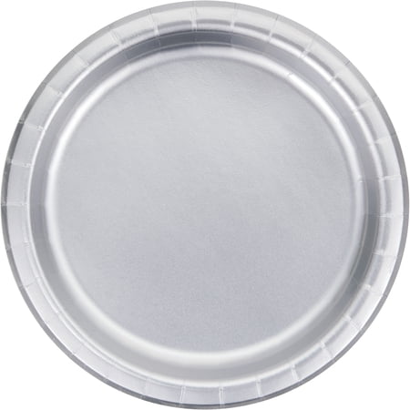 Silver Foil Round Paper Plates 24 Count for 24 Guests