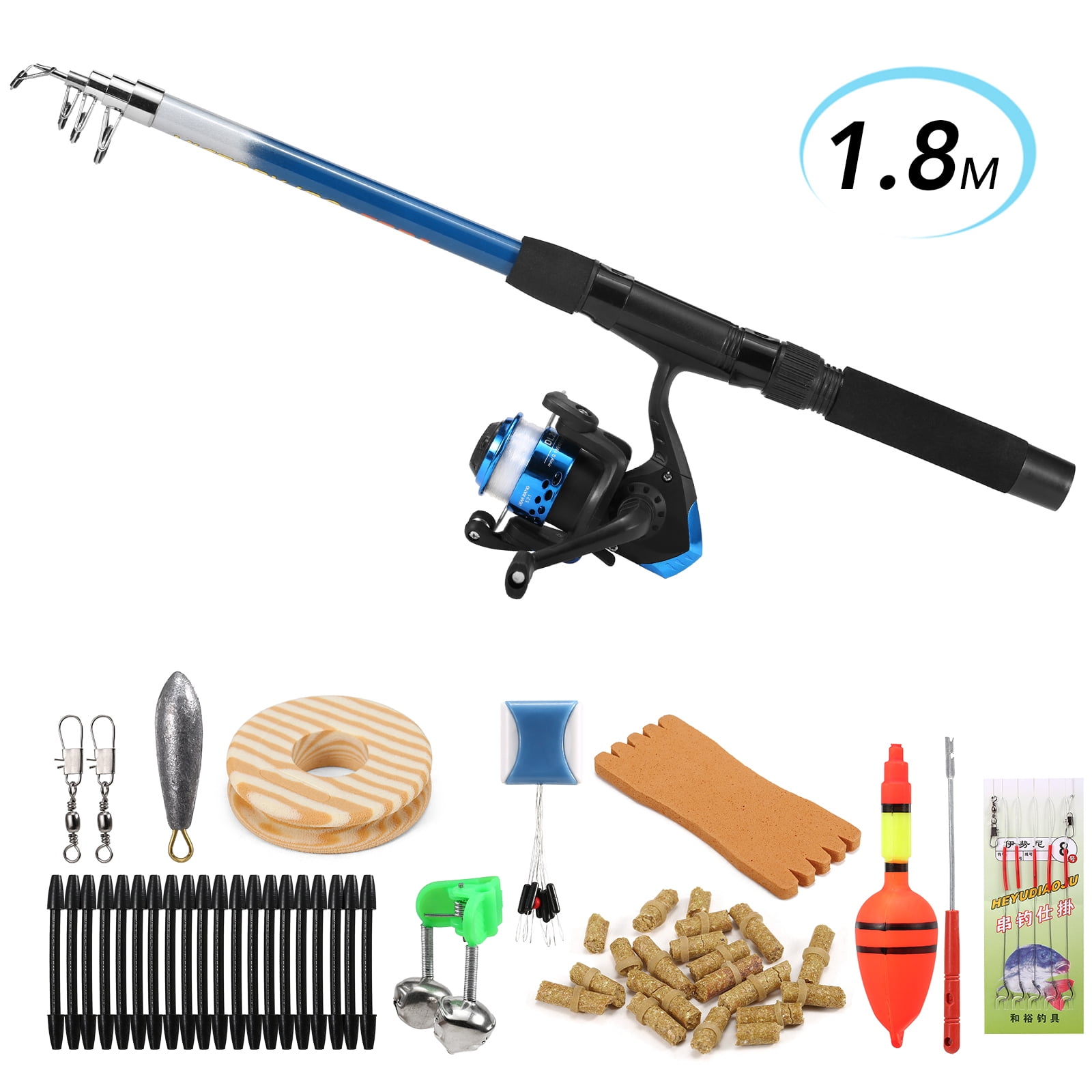 Details about   Fishing Rod and Reel Combos Full Kit Telescopic Fishing Pole Spinning Reel Set 