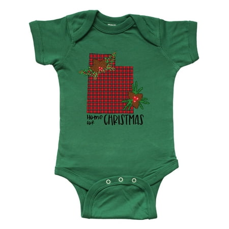 

Inktastic Home for Christmas Utah in Plaid with Holly Gift Baby Boy or Baby Girl Bodysuit