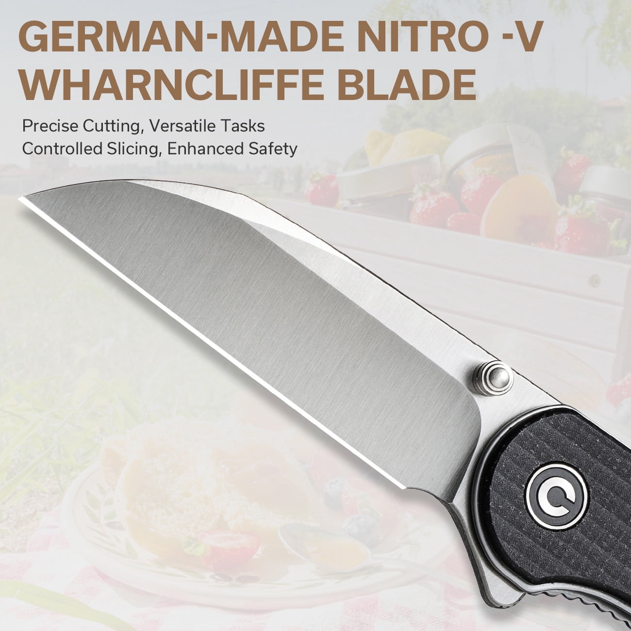 CIVIVI Pocket Folding Knives Elementum 2.97'' Nitro-V Wharncliffe Blade C18062AF-3