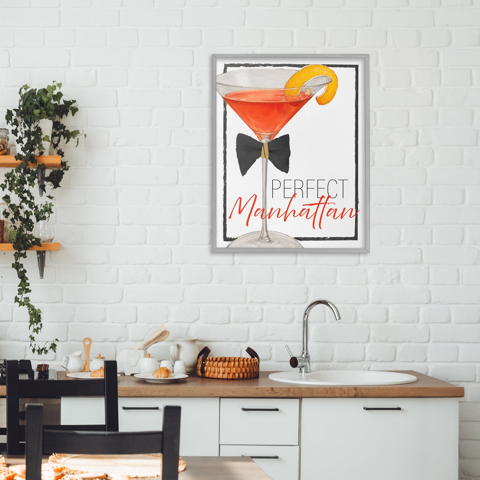 Stupell Industries Perfect Manhattan Cocktail Gray Framed Giclee Art, design by Lorenzo Collective