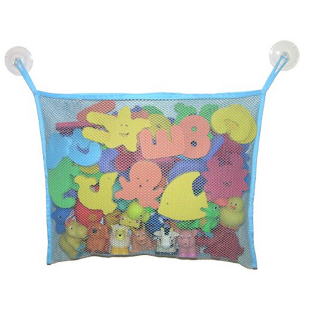 Baby Bathtub Toy Mesh Net Storage Bag Organizer, Bathroom Toy Organizer with Large Suction Cups, Quick Drying Mesh Bath Toy Holder, Durable Polyester Edging, 35x45cm Waterproof Hanging Organizer