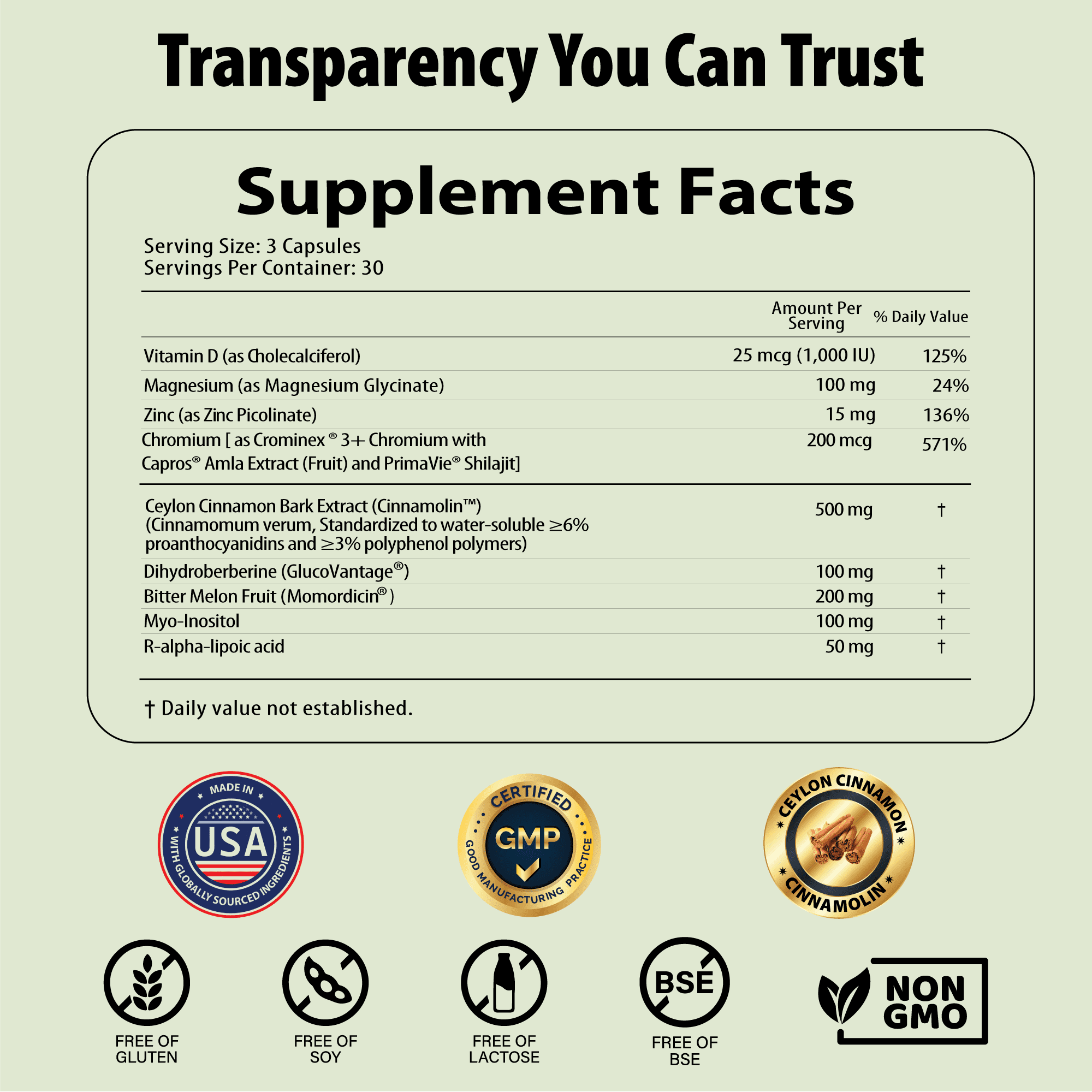 NutriTunes NutriSulin Blood Sugar Support Supplement with Dihydroberberine & Ceylon Cinnamon, 9-in-1 Formula, 90 Capsules