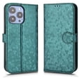 thumbnail image 6 of For iPhone 14 Pro Max Phone Case Full Coverage Dustproof Anti-Scratch Anti-Fingerprint Kickstand Card Slots Wave-dot Pattern Design Convenient Wrist Strap PU Leather Luxury Wallet Cover,Green, 6 of 7