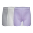 thumbnail image 3 of Manyakai Kids Girls 3 Pack Ice Silk Shorts Dance Bike Shorts Gymnastics Yoga Athletic Bottom Safety Gray&White&Purple 120, 3 of 5