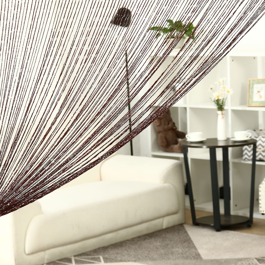 Unique Bargains Thread Strip Curtain Fringe Panel 39" x 79" Brown