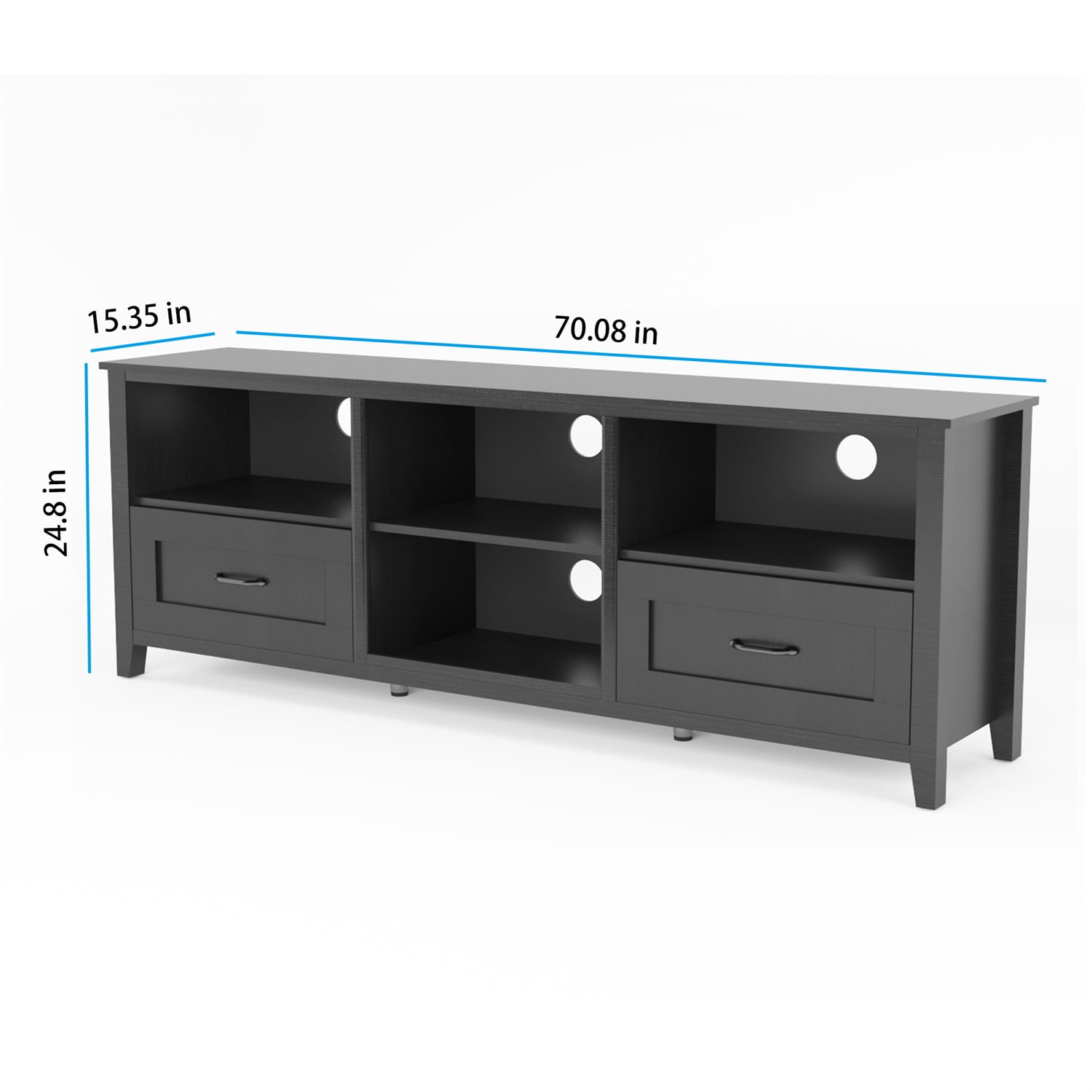 Kadyn 70.08 Inch Length Black TV Stand, Particle Board Tv Stand Console for Living Room, Modern TV Cabinet with 2 Drawers and 4 High-Capacity Storage Compartment Kadyn 70.08 Inch Length Black TV Stand, Particle Board Tv Stand Console for Living Room, Modern TV Cabinet with 2 Drawers and 4 High-Capacity Storage Compartment