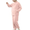thumbnail image 3 of Elainilye Fashion Women's Pajama Sets Winter Warm Plush Thickened 2 Piece Pajama Set Zipper Pocket Homewear Suit,Pink, 3 of 8