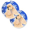 thumbnail image 1 of Cocker Spaniel Winter Snowflakes Holiday Set of 2 Cup Holder Car Coaster, 1 of 1