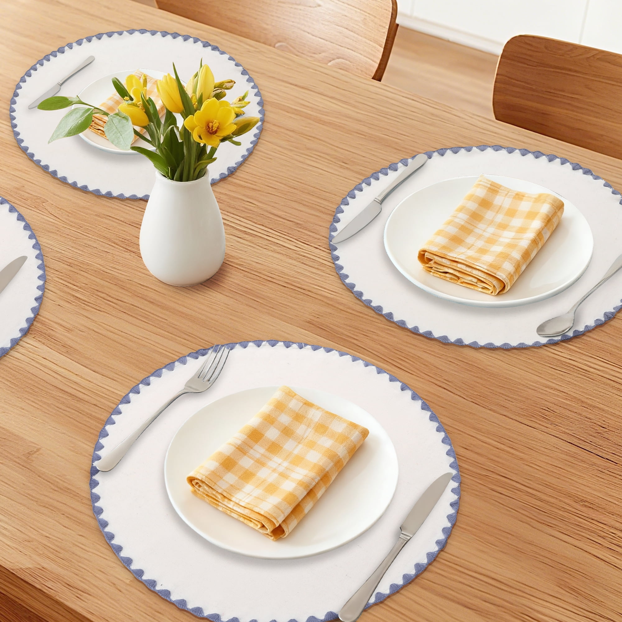 Farmhouse Placemats Set of 6 Placemats for Dining Table Decor Indoor Washable Kitchen Table Mat Gray Line 15inch