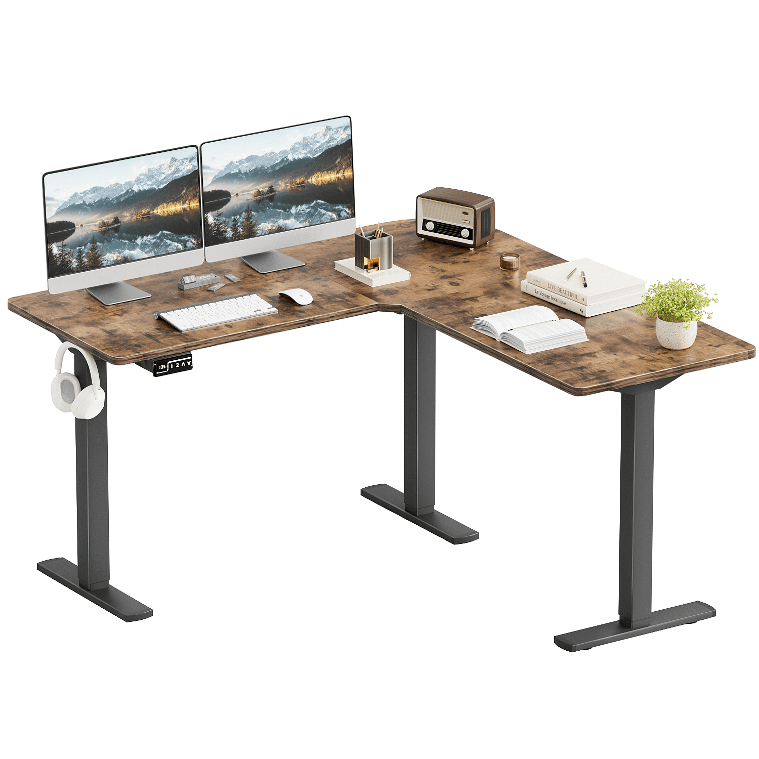 Homall 72in Wide Lshaped Electric SitStand Desk Lifting Range 2846in