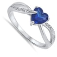 thumbnail image 4 of CHOOSE YOUR COLOR Blue Simulated Sapphire Heart Promise Ring 925 Sterling Silver Infinity Band CZ Female Size 6, 4 of 4