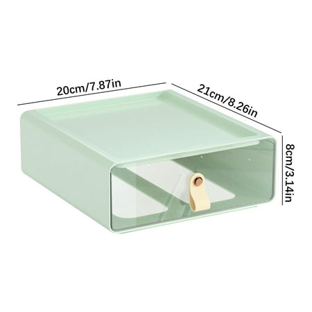 Partheme Desktop Organizer with Drawer  Accessories Stationary Organizer Desk Caddy Pen/Pencil/Business Card/Sticky Note Tray/Paperclip Holder Storage Box Green