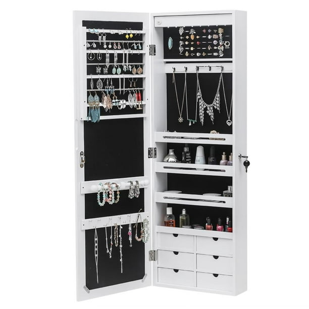 Zimtown Jewelry Cabinet 42 5 H Wall, Full Length Mirror Jewelry Cabinet Black