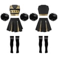 thumbnail image 2 of iiniim Kids Girls Cheer Leader Crop Top with Pleated Skirt Pom Pom Socks Party Dancewear Black&White B 14, 2 of 7