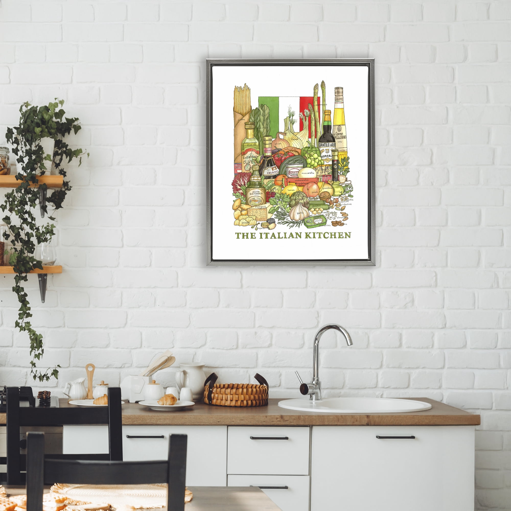 Stupell Industries Italian Kitchen and Food Gray Framed Floater Canvas Wall Art, design by Nancy Overton