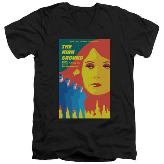 Star Trek Tng Season 3 Episode 12 Adult V-Neck 30/1 T-Shirt Black