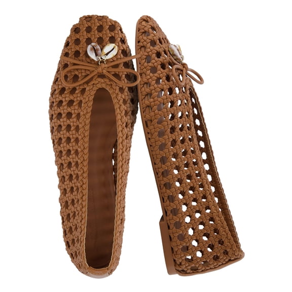Cushionaire Witty Hand Woven Ballet Flats for Women, Comfortable Pointed Toe Flat Shoes with Bow Detail and Memory Foam