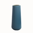 thumbnail image 2 of Tall Ceramic Vase, Vase Decor, 9.5*23cm, Navy Blue Living Room Decor, Ribbed Finish, Entryway Display, 1 Pc, 2 of 3
