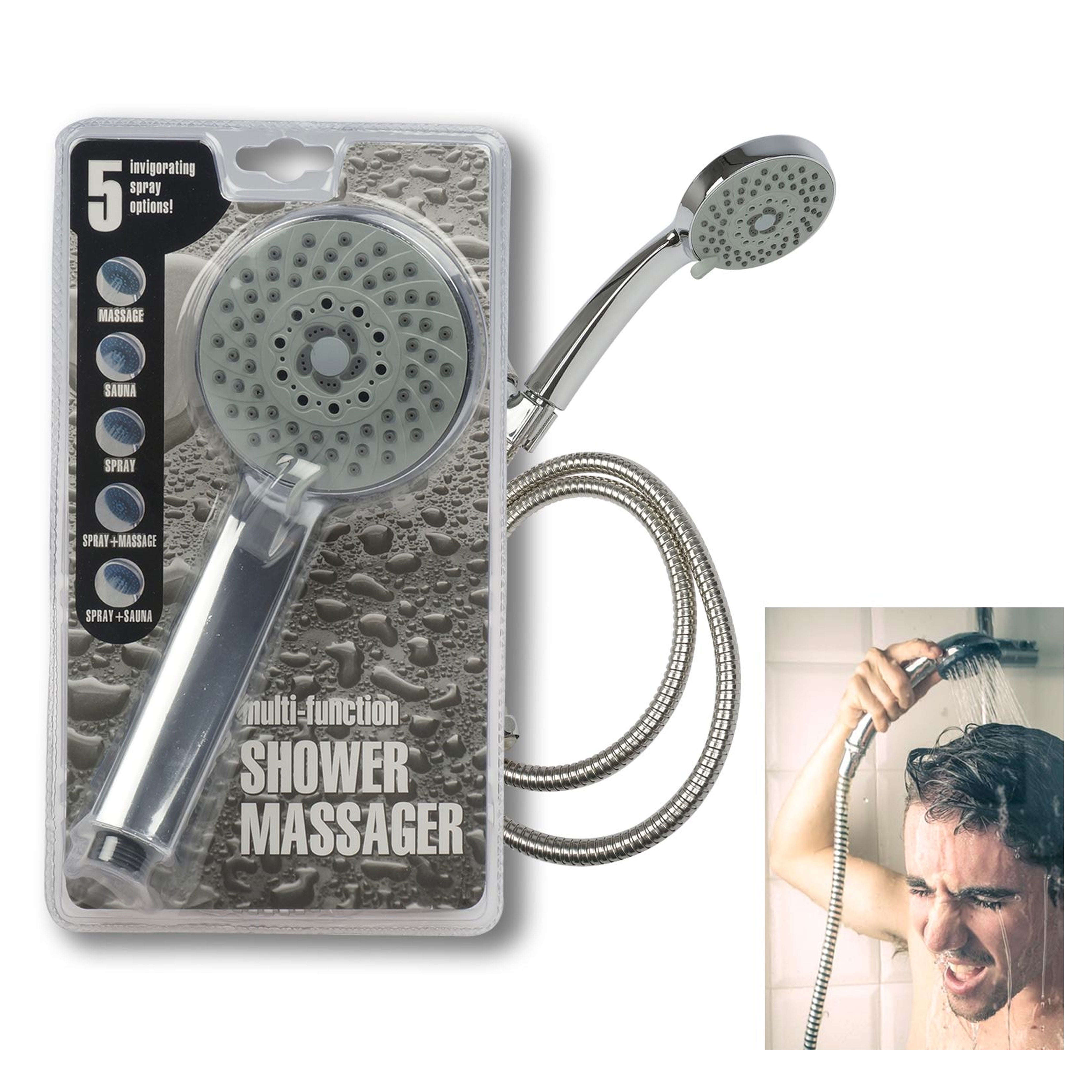 Multi-function Shower Head Massager Silver Hose Nozzle Handheld Spray 59' Chrome