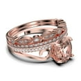 thumbnail image 2 of Gorgeous Art nouvea 2.50 Carat Oval Cut Morganite And Diamond Moissanite Twirled Style Engagement Ring, Wedding Ring in 10k Solid Rose Gold, Gift For Her Silver, Rose Gold, Trio Set, Anniversary Ring, 2 of 4