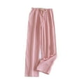 thumbnail image 3 of Defitshape Women's Cotton Pajama Pant Lounge Pj Bottoms Cotton Jammie Sleep Cigarette Loose Elastic Waistband Medium Waist Sleeping Loungewear Red Small, 3 of 3