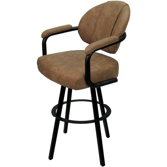 Swivel Extra Tall Metal 34" Bar Stool - M-70 WB - Pecan Brown Vinyl - Black